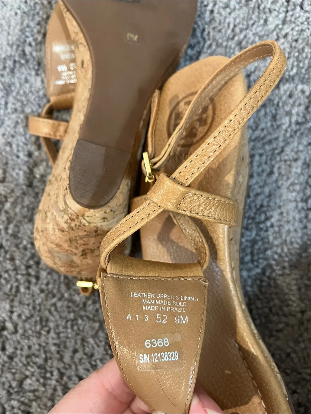 Tory Burch tan leather wedge sandals
